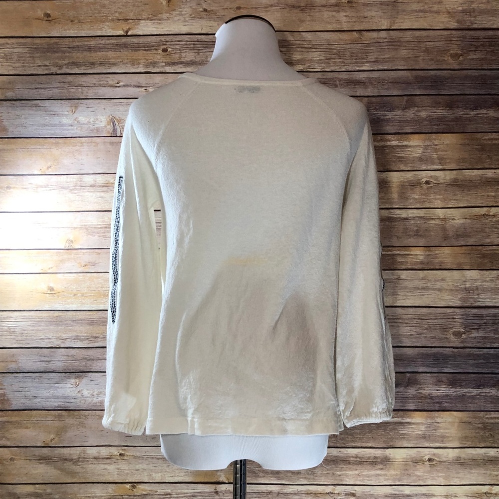Joie Cream & Black Embroidered Peasant Blouse Top - Picture 2 of 8